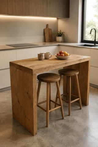 Mesa alta de madera maciza natural | Cocina