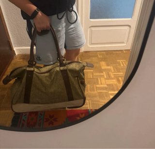 Bolsa de viaje de tela y piel