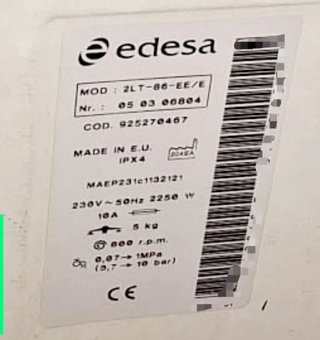 Edesa Dinamic 2LT-86 Class AA Carga Superior 8Kg