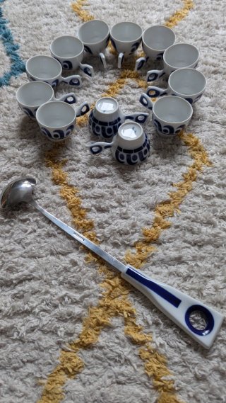 Juego 12 Tazas Queimada Sargadelos + Cuchara
