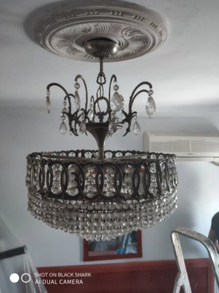 Lámpara de techo vintage cristal y metal