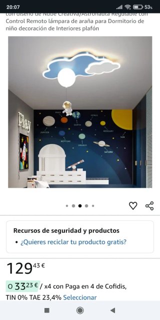Lámpara infantil nube astronauta