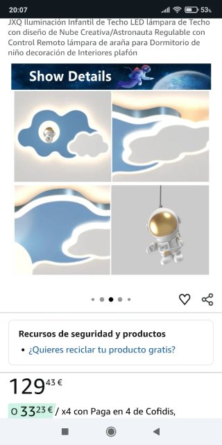 Lámpara infantil nube astronauta