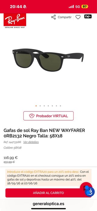 Gafas de sol Ray-Ban Marrones polarizadas.