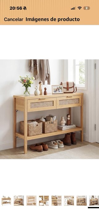 Mesa consola estrecha COSTWAY madera y ratán