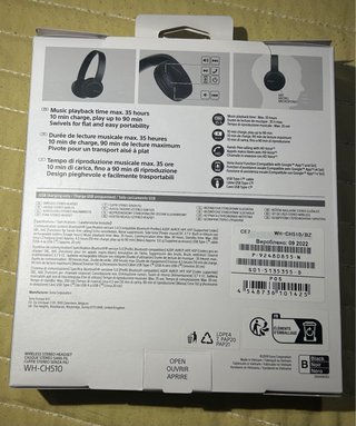 Auriculares Sony WH-CH510 Negros Inalámbricos