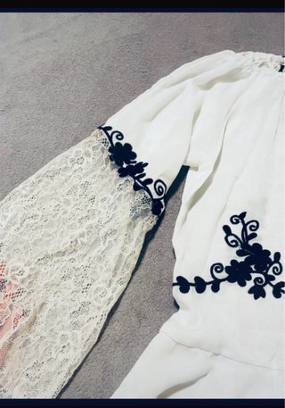 Blusa Boho Bordada Blanca Talla 42