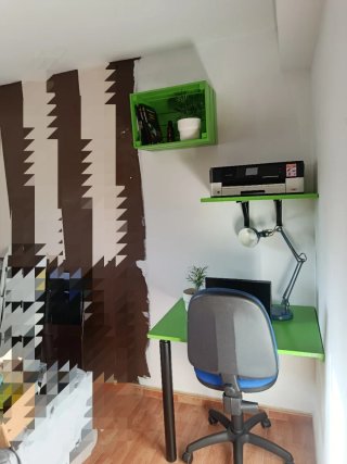Escritorio completo verde y azul