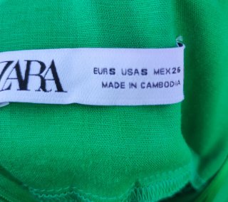 Vestido largo verde Zara Talla S