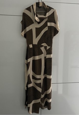 Vestido Massimo Dutti Bege e Verde Oliva