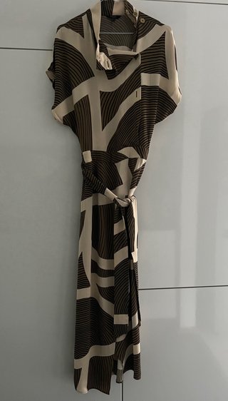 Vestido Massimo Dutti Bege e Verde Oliva