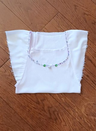 Top Y2K Bianco Costine Raro con Ricami