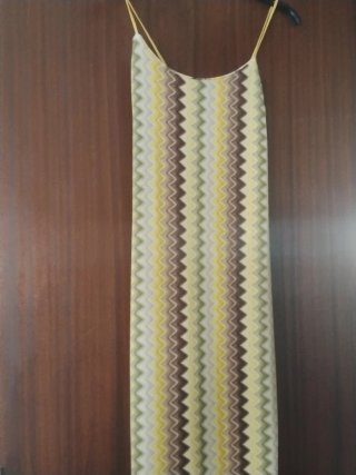 Vestido largo zig-zag verde y amarillo