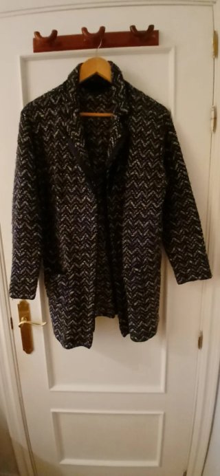 Chaqueta lana azul y gris