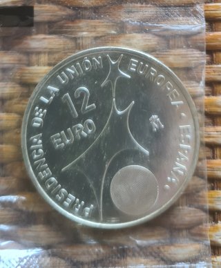 Una moneda 12€ Plata Presidencia Unión Europea Es