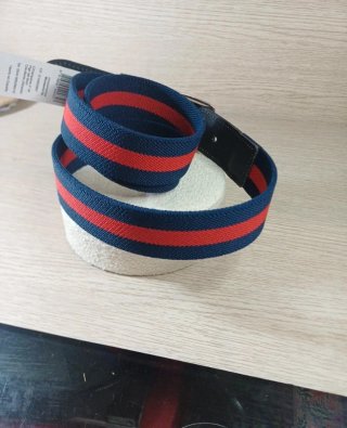 Cinturón Elástico Piel Hombre Azul/Rojo