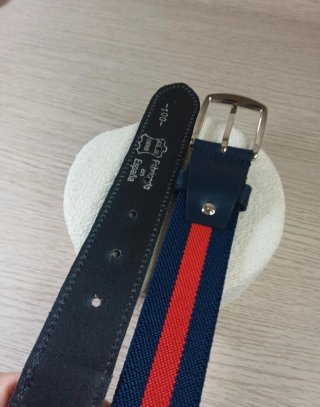 Cinturón Elástico Piel Hombre Azul/Rojo