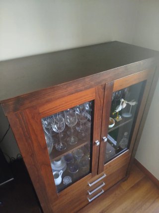 Mueble TV y Vitrina madera maciza