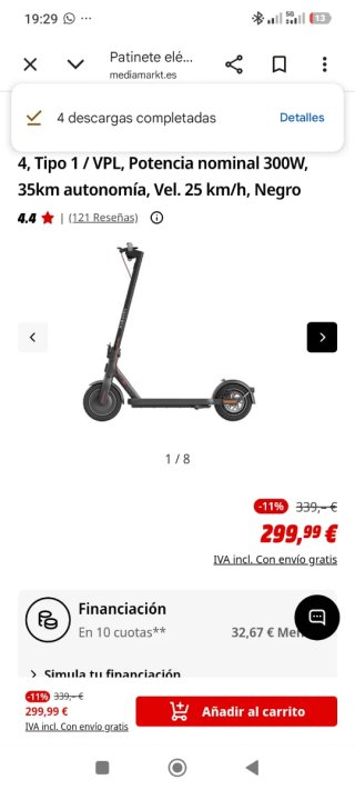 Xiaomi Patinete Eléctrico 4. Caja sin abrir.