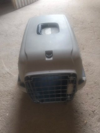 Transportín para mascotas gris y azul