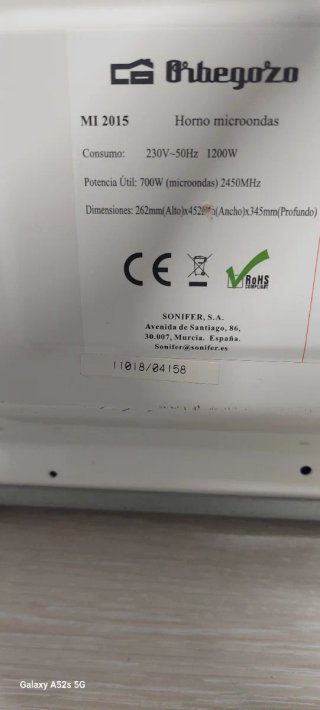 Microondas blanco en perfecto estado Orbegozo