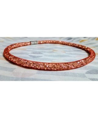 Collana girocollo rete rosa con brillantini