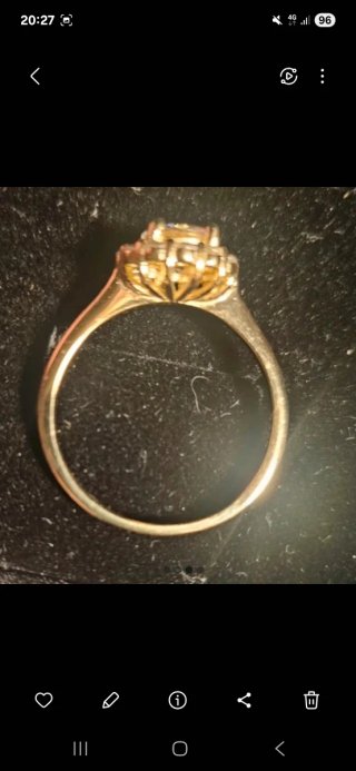 Anello in argento placcato oro e moissanite tg 19