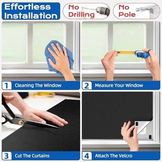 Tende Opache Senza Forare - 100% Tende Oscuranti con Velcro Ad Alta Aderenza, 200x145cm