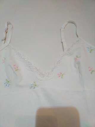 Camisón de algodón blanco con encaje