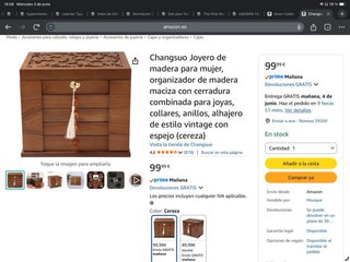 Joyero de madera natural muy decorativo