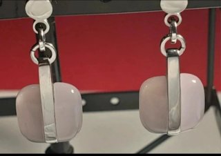 Pendientes Lotus acero y cuarzo rosa