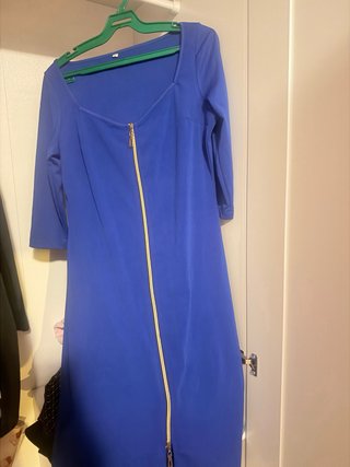 Vestido azul marino elegante manga 3/4