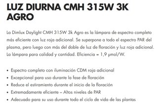 BOMBILLA 315W CMH 3K AGRO DIMLUX EN PROMOCION