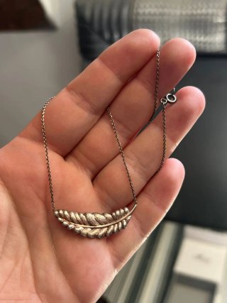 Collar de pluma curvada de plata 925