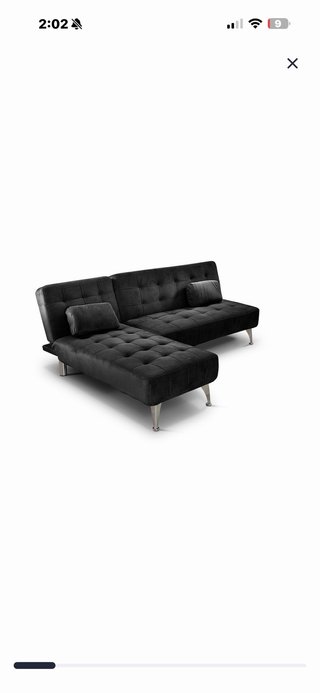 Sofá Cama Chaise Longue Negro 198cm