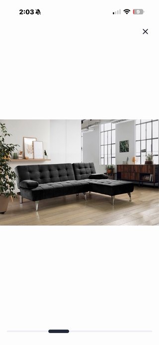 Sofá Cama Chaise Longue Negro 198cm