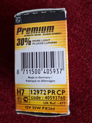Bombilla Philips H7 Premium 12972PR