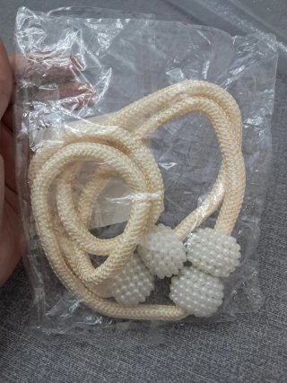 Ganci per tende con perle bianche