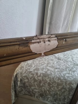 Espejo antiguo dorado madera y cristal