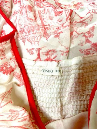 Camisón Oysho Toile de Jouy Beige/Rojo