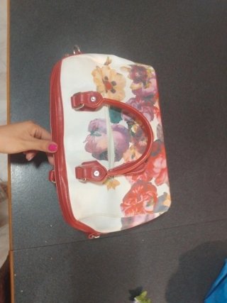 Borsa donna con fiori rossi e bianchi