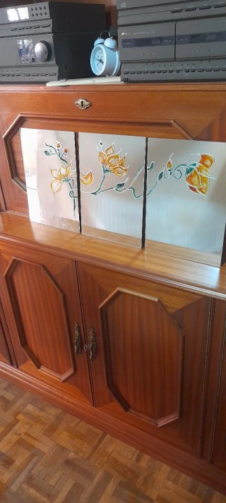 Espejo en triptico pintado a mano