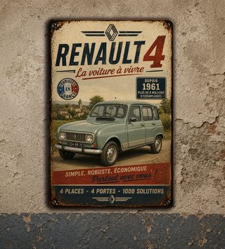Chapa Metálica Renault 4 Vintage