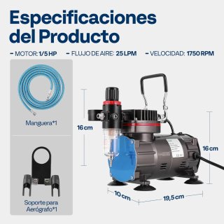 Compresor Aerógrafo VIVOHOME + Accesorios