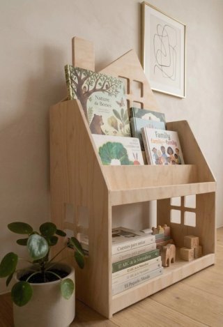 Scaffale libreria per bambini Montessori in legno nuovo