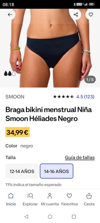 Braga bikini menstrual SMOON Niña Negro