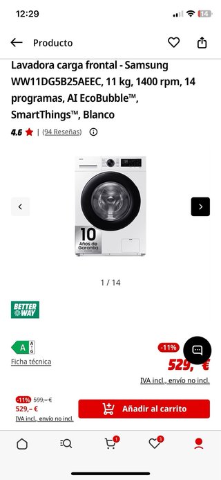Pack Lavadora Samsung 11kg y secadora bomba calor