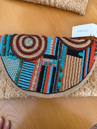 Clutch rafia boho multicolor