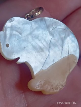 Ciondolo vintage Elefante Oro 18kt Madreperla