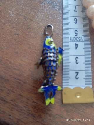 Ciondolo vintage carpa Koi snodabile in argento